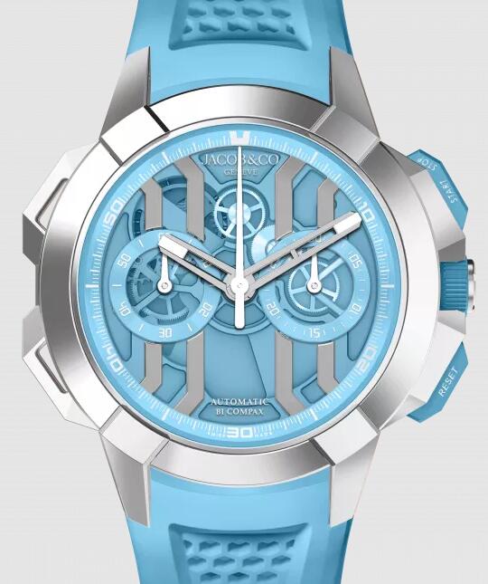 Review Jacob & Co EPIC X CHRONO 44MM TITANIUM (LIGHT BLUE) EC430.20.AA.AA.ABRUA Replica watch - Click Image to Close